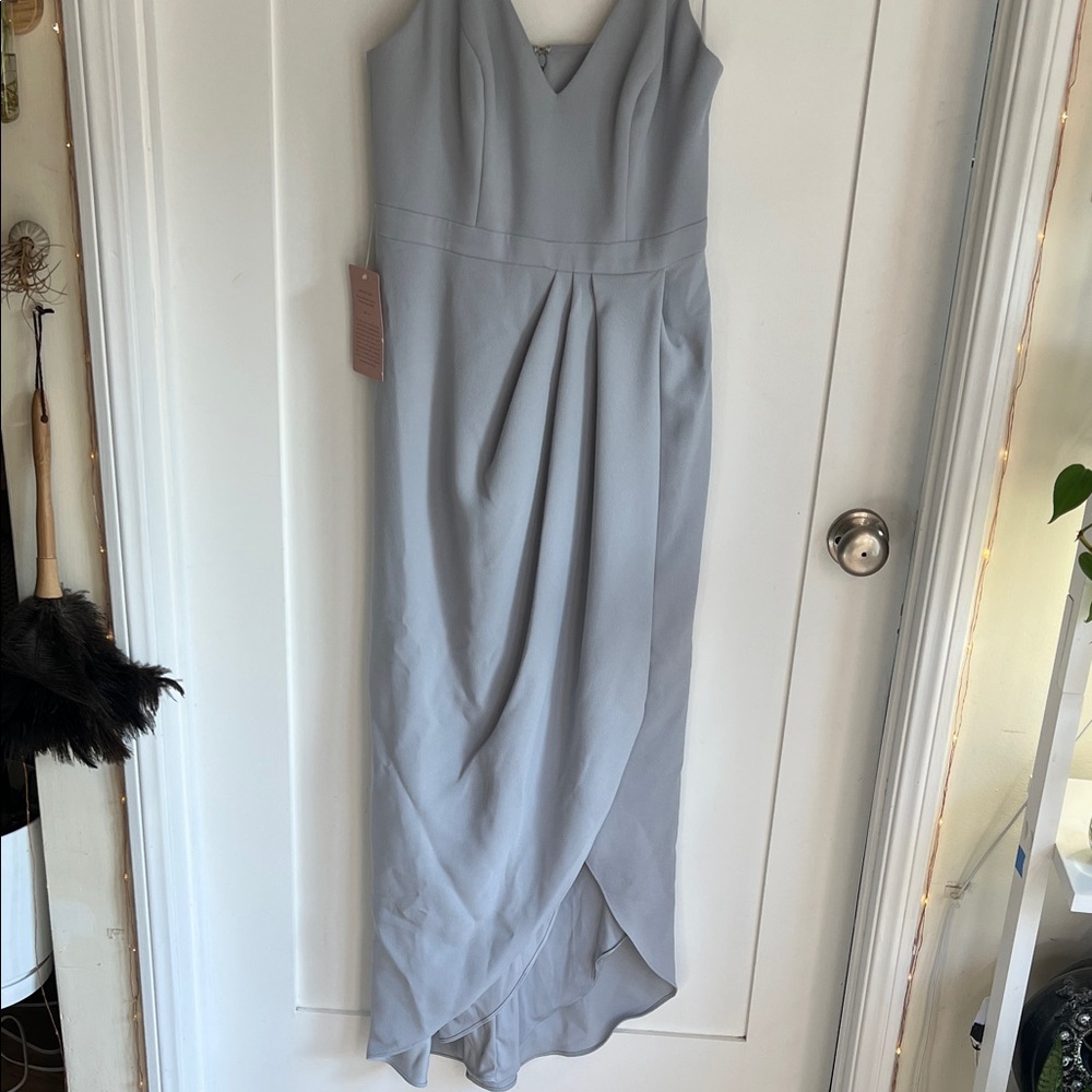BHLDN Sleeveless Light Blue Gray Gown